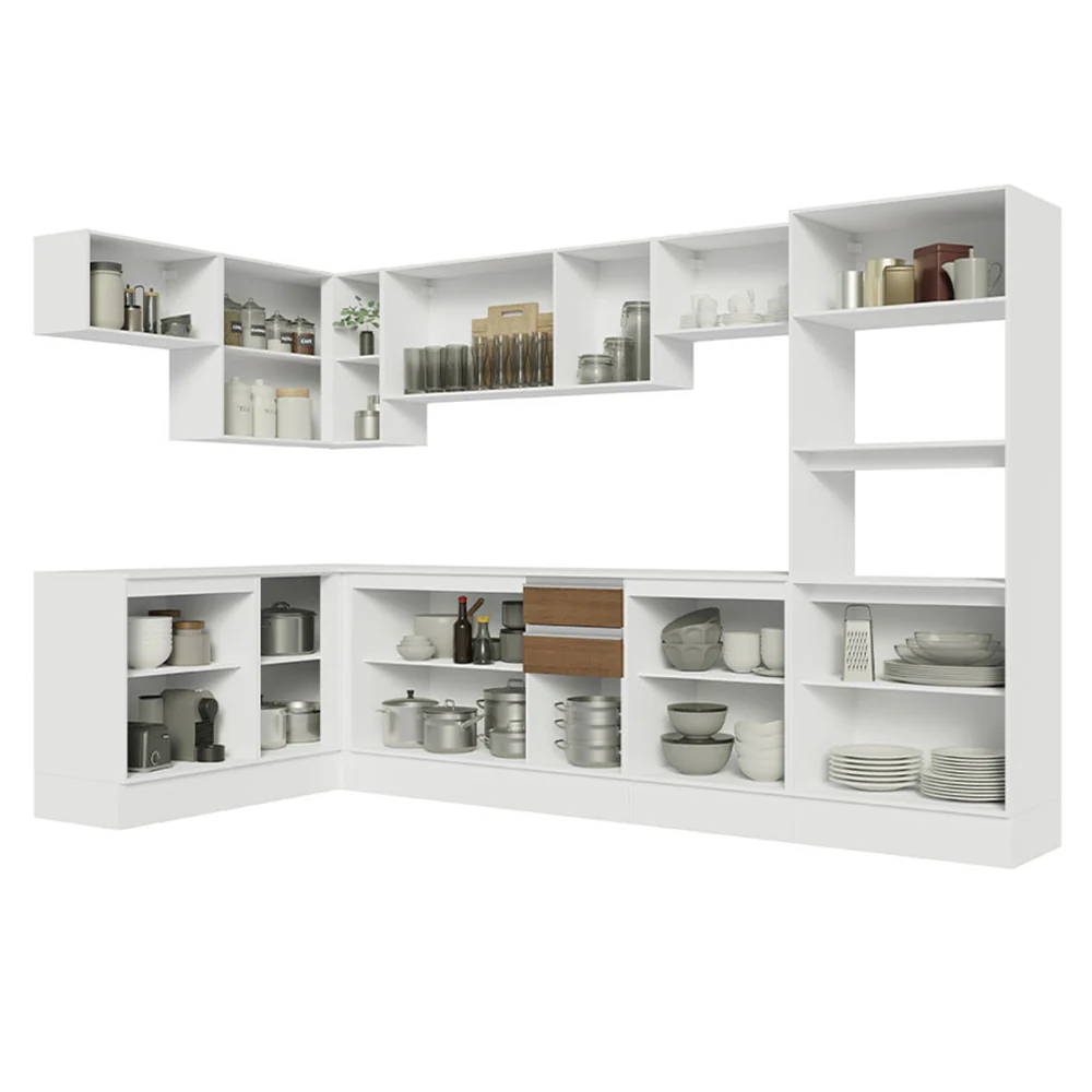 Armário de Cozinha Completa de Canto 100% MDF 447cm Branco/Rustic/Crema Smart Madesa 02 - Image 5
