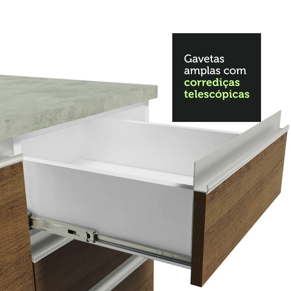 Armário de Cozinha Completa de Canto 349cm Branco/Rustic Glamy Madesa 06 - Image 8