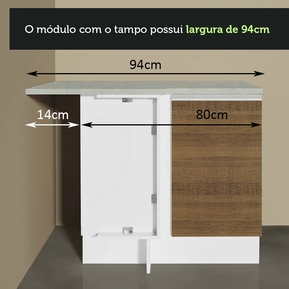 Armário de Cozinha Completa de Canto 349cm Branco/Rustic Glamy Madesa 07 - Image 9