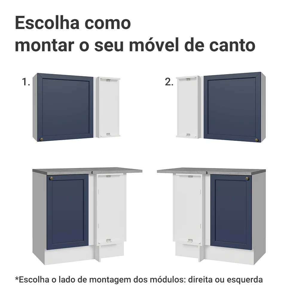 Armário de Cozinha Completa de Canto 399 cm Branco/Azul Vik Madesa 01 - Image 9