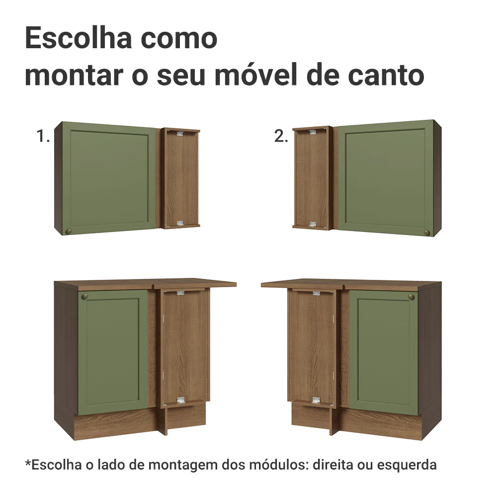 Armário de Cozinha Completa de Canto 399 cm Rustic/Verde Vik Madesa 01 - Image 9