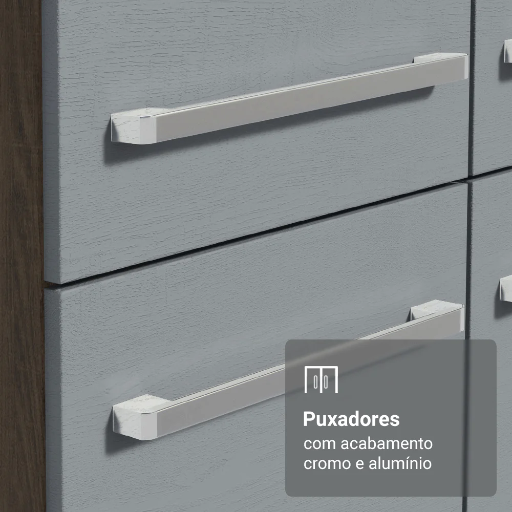 Armário de Cozinha Completa de Canto 417cm Rustic/Cinza Emilly Madesa 02 - Image 6