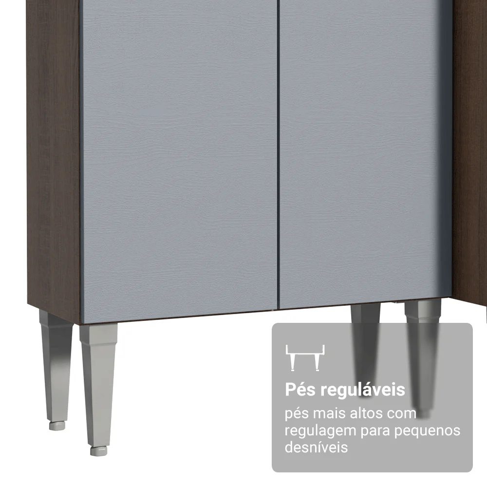 Armário de Cozinha Completa de Canto 417cm Rustic/Cinza Emilly Madesa 02 - Image 8
