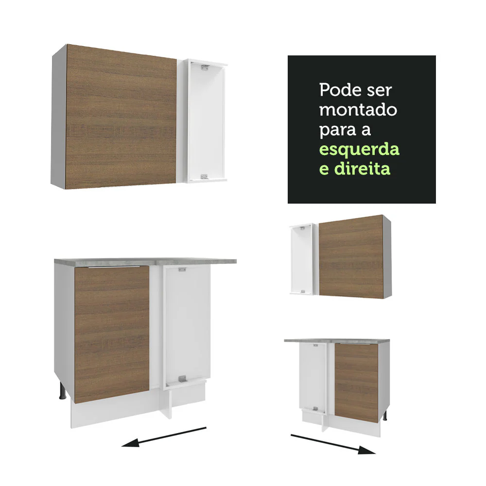 Armário de Cozinha Completa de Canto 499cm Branco/Rustic Stella Madesa 01 - Image 8