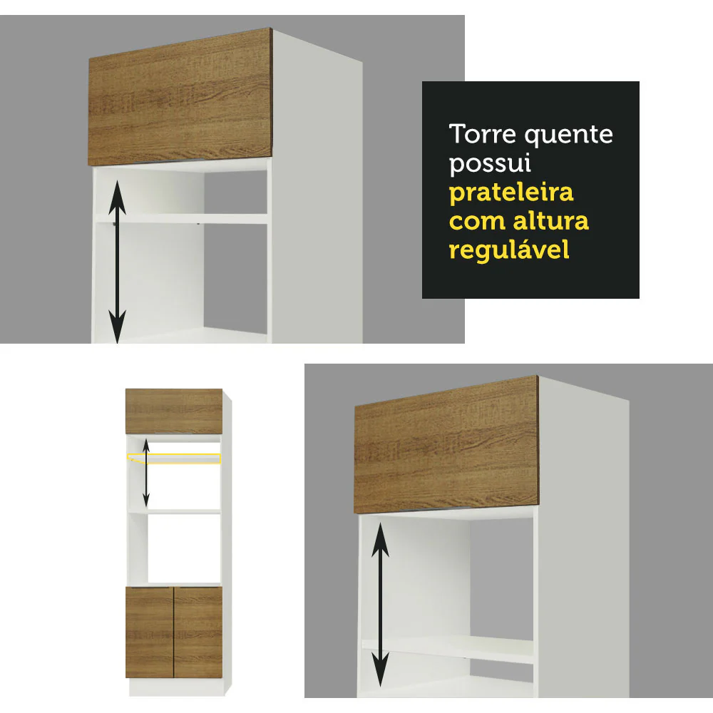 Armário de Cozinha Completa de Canto 499cm Branco/Rustic Stella Madesa 03 - Image 9