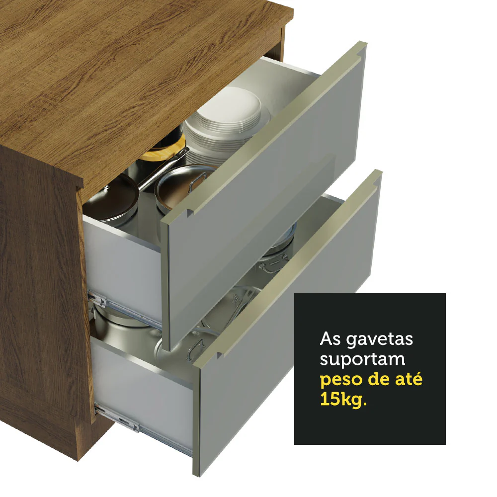 Armário de Cozinha Completa de Canto 546 x 60 cm Rustic/Cinza Lux Madesa 05 - Image 7