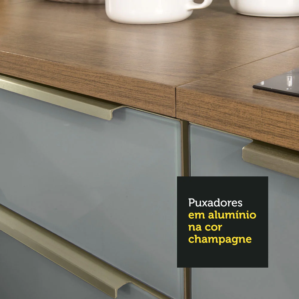 Armário de Cozinha Completa de Canto 546 x 60 cm Rustic/Cinza Lux Madesa 05 - Image 9