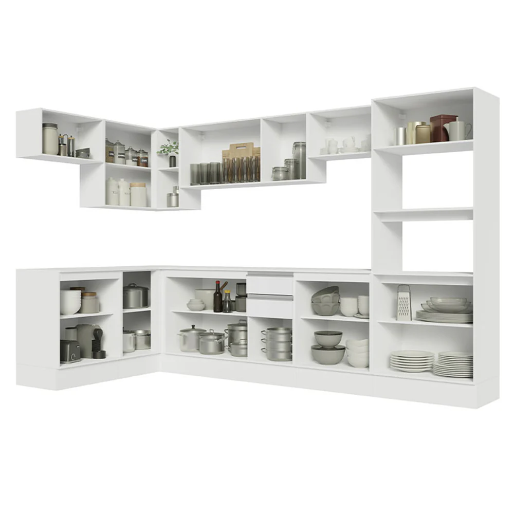 Armário de Cozinha Completa de Canto 100% MDF 447cm Frentes Branco Smart Madesa 02 - Image 5