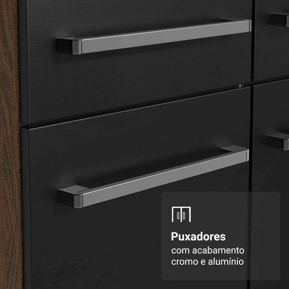 Armário de Cozinha Completa 169cm Rustic/Preto Emilly Box Madesa 03 - Image 6