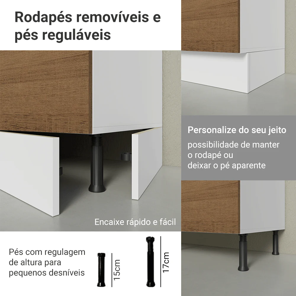 Armário de Cozinha Completa 100% MDF 290 cm Branco/Rustic/Crema Smart Madesa 01 - Image 9