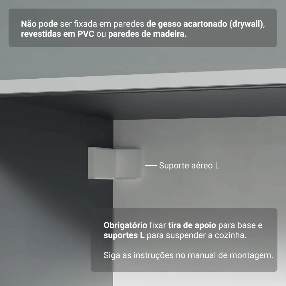 Armário de Cozinha Completa Suspenso 300cm Cinza Nice Madesa 07 - Image 9