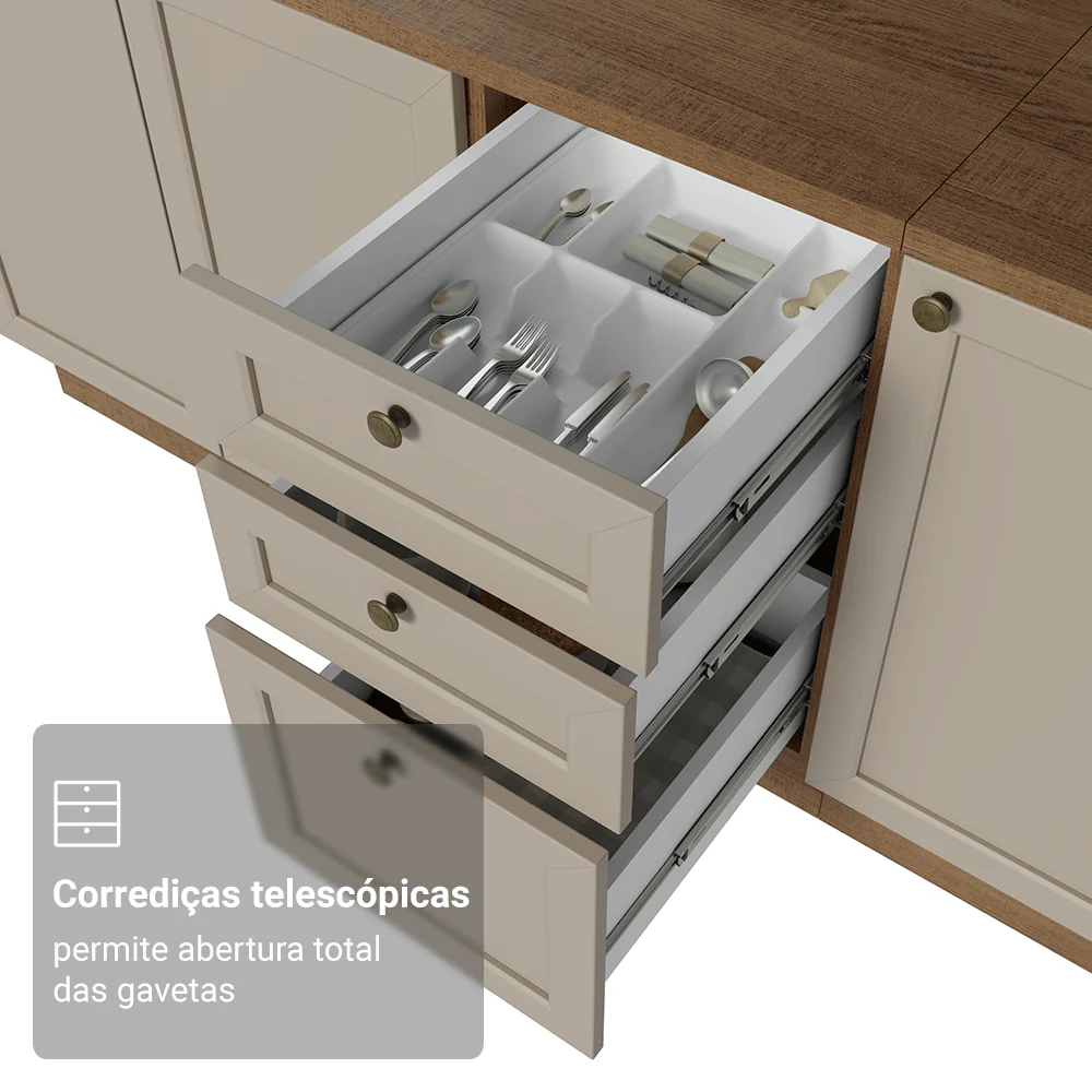 Armário de Cozinha Compacta 180 cm Rustic/Crema Vik Madesa 05 - Image 7