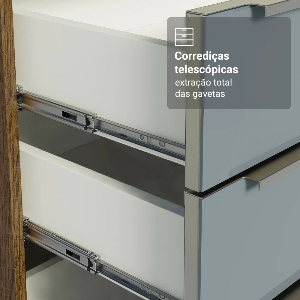 Armário de Cozinha Compacta 200 cm Rustic/Cinza Lux Madesa 07 - Image 6