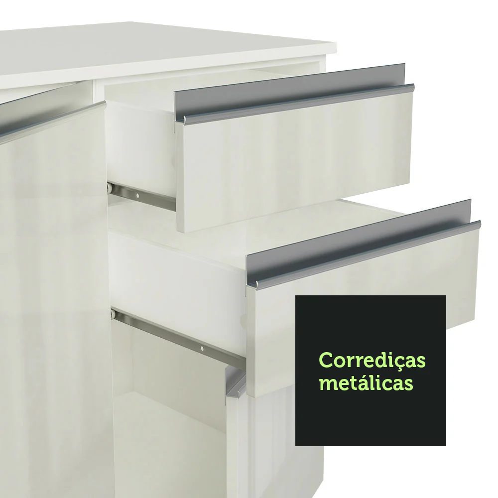 Armário de Cozinha Completa 100% MDF 190cm Smart Branco Brilhante Madesa 01 - Image 6