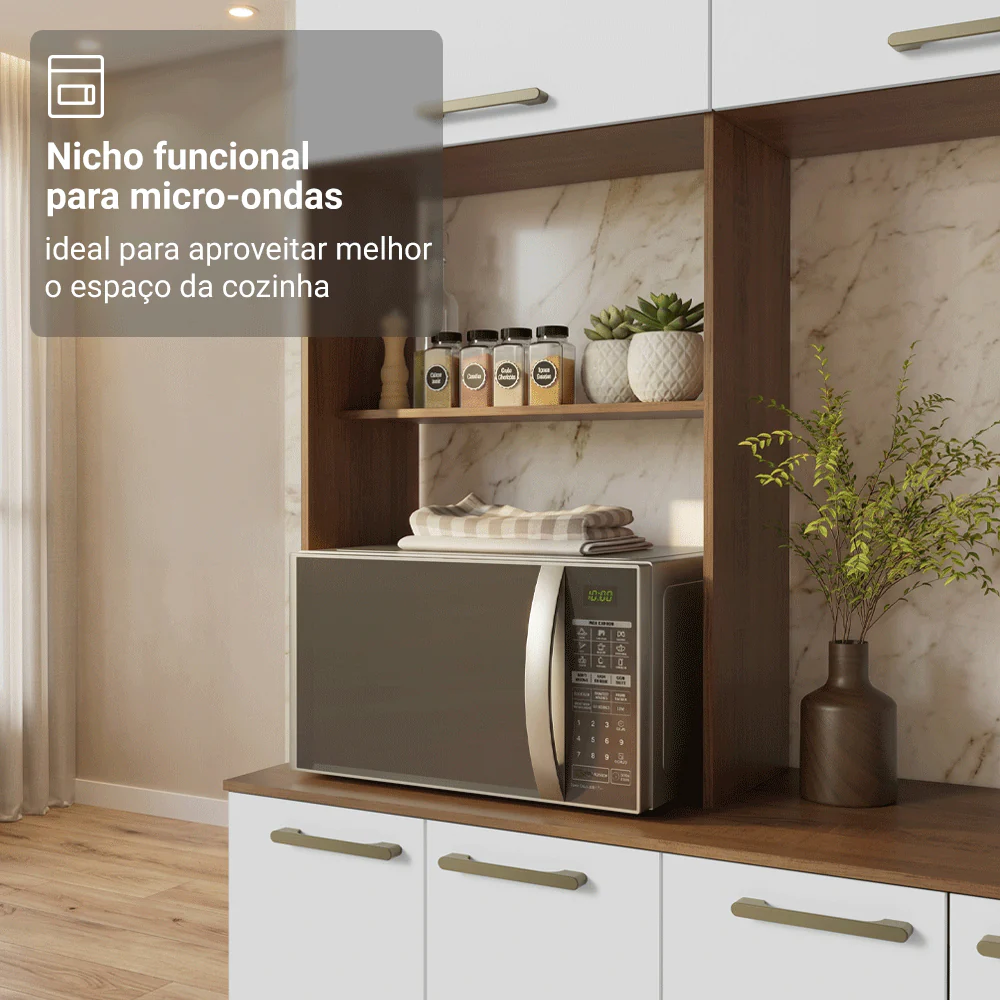Armário de Cozinha Completa Lille 165 cm Rustic/Branco Madesa 01 - Image 8