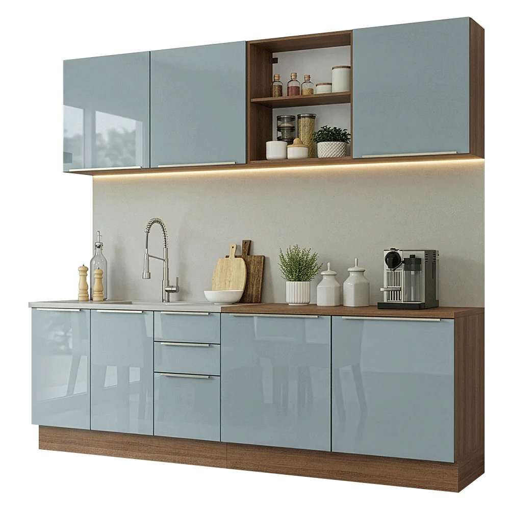 Armário de Cozinha Completa 240 cm Rustic/Cinza Lux Madesa 09 - Image 2