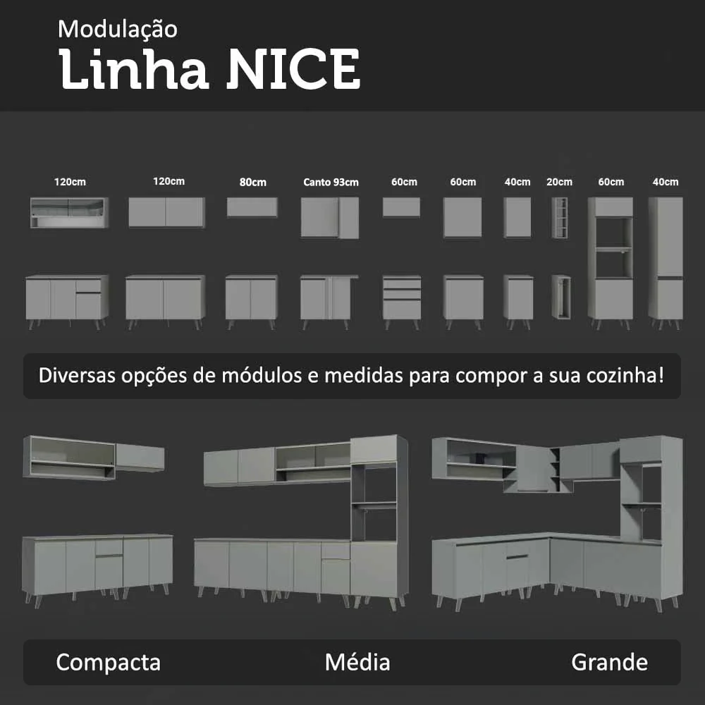 Armário de Cozinha Completa 260cm Cinza Nice Madesa 01 - Image 10