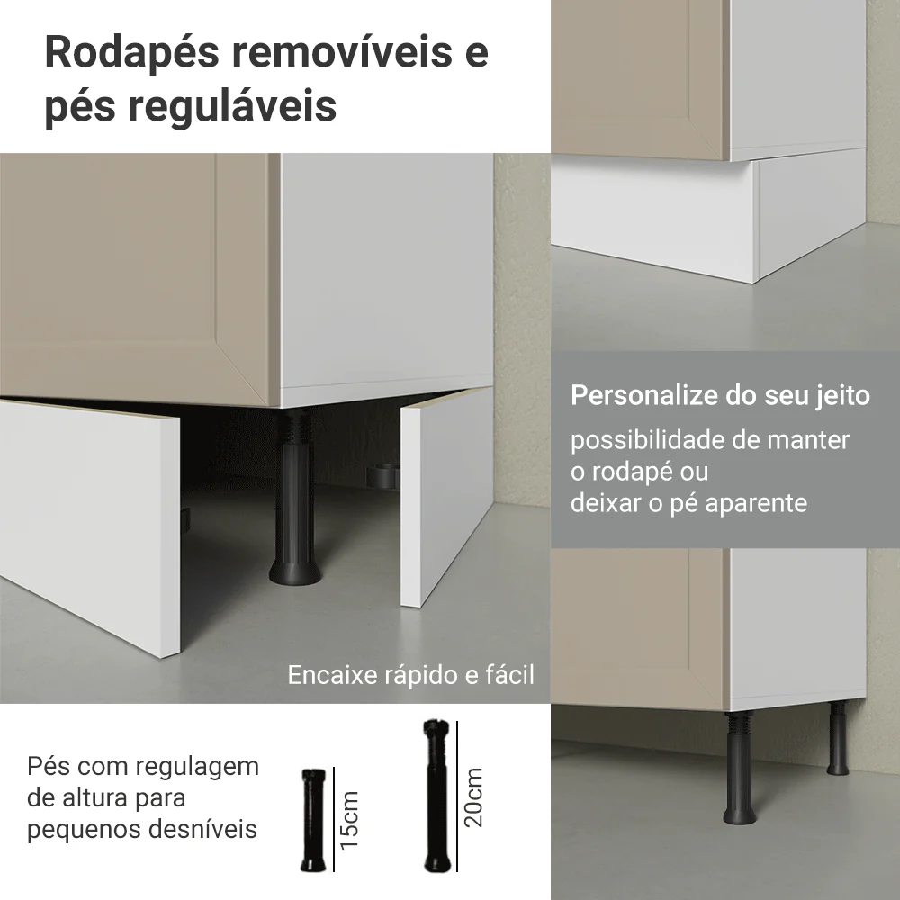 Armário de Cozinha Completa 270 cm Branco/Crema Vik Madesa 05 - Image 9