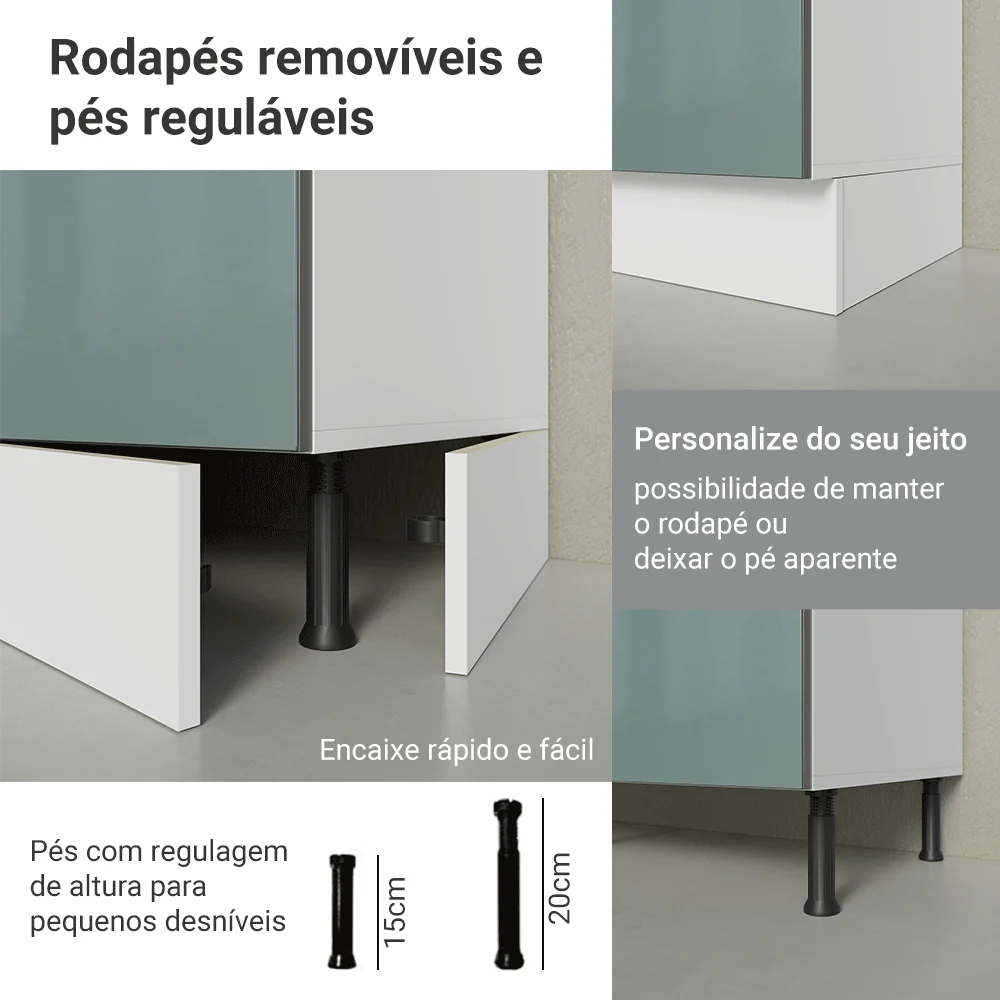 Armário de Cozinha Completa 280 cm Branco/Cinza Lux Madesa 01 - Image 9