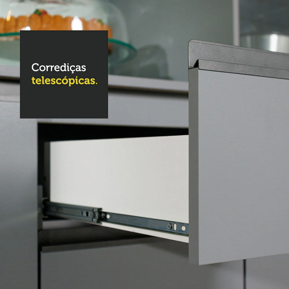 Armário de Cozinha Completa 280cm Cinza Nice Madesa 01 - Image 6