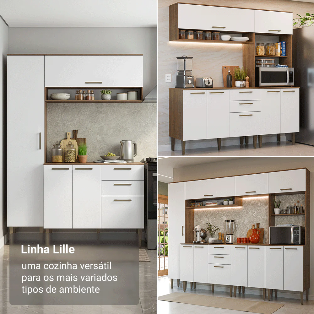 Armário de Cozinha Completa 285 cm Rustic/Branco Lille Madesa 01 - Image 5