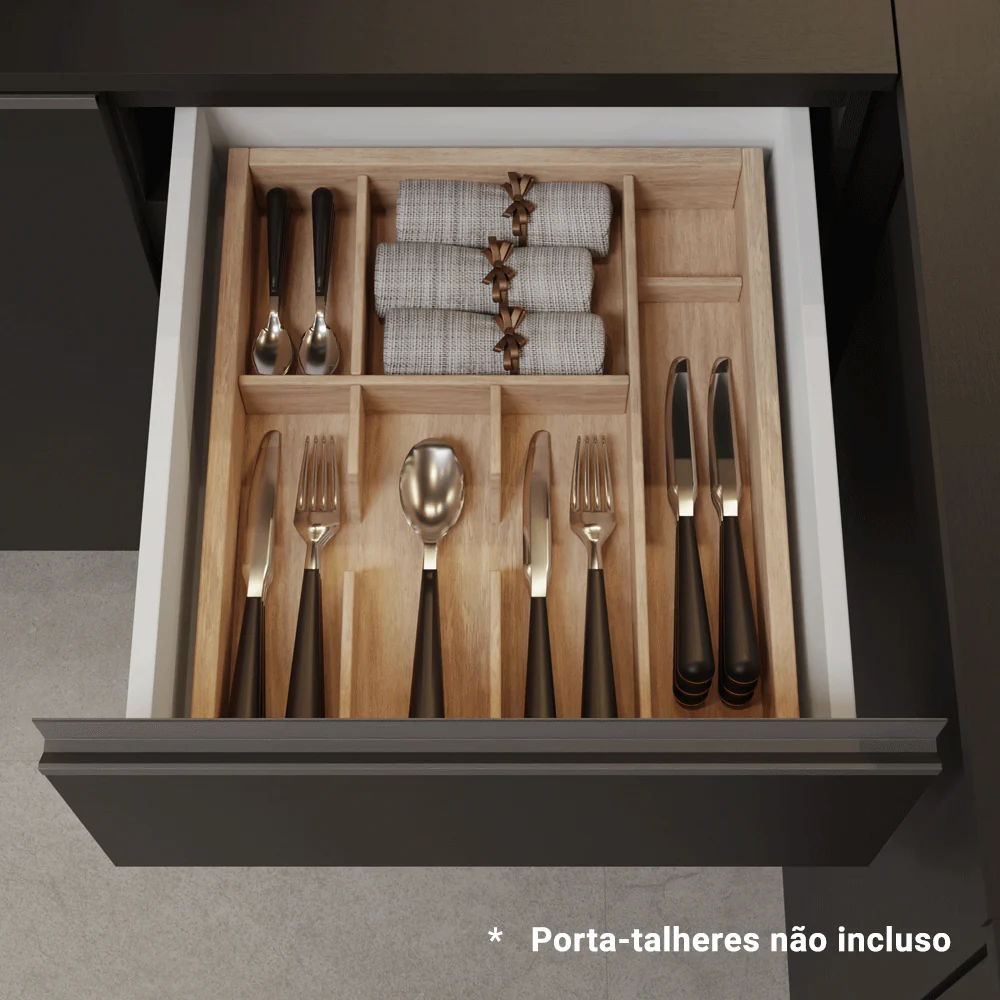 Armário de Cozinha Completa 300 cm Suspenso Preto Nice Madesa 10 - Image 9
