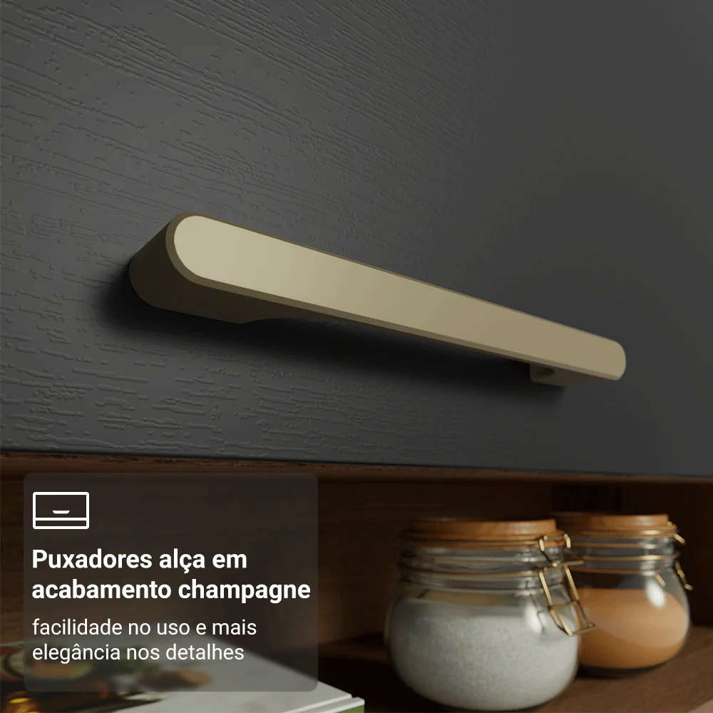 Armário de Cozinha Completa 305 cm Rustic/Preto Lille Madesa 01 - Image 6
