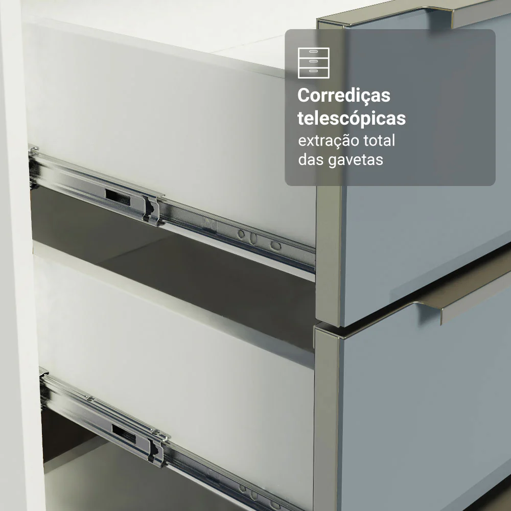 Armário de Cozinha Completa 320 cm Branco/Cinza Lux Madesa 08 - Image 6