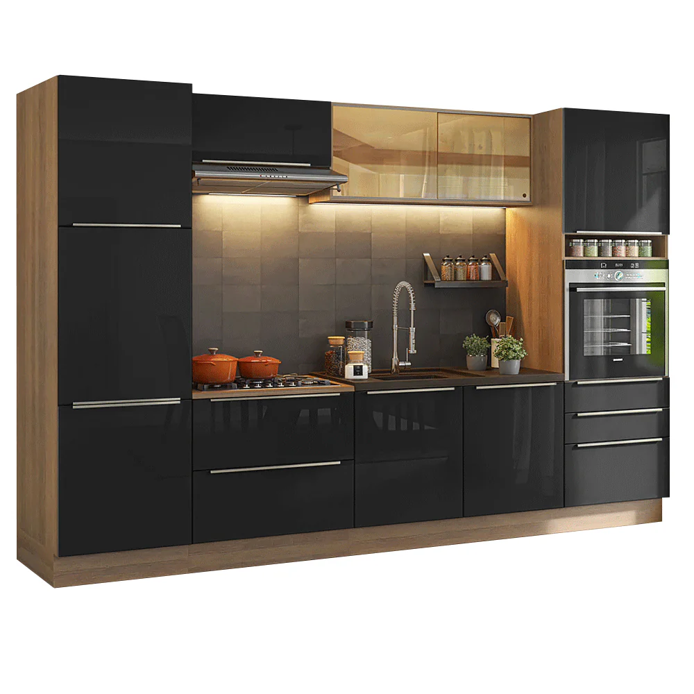 Armário de Cozinha Completa 320 cm Rustic/Preto Lux Madesa 08 - Image 2