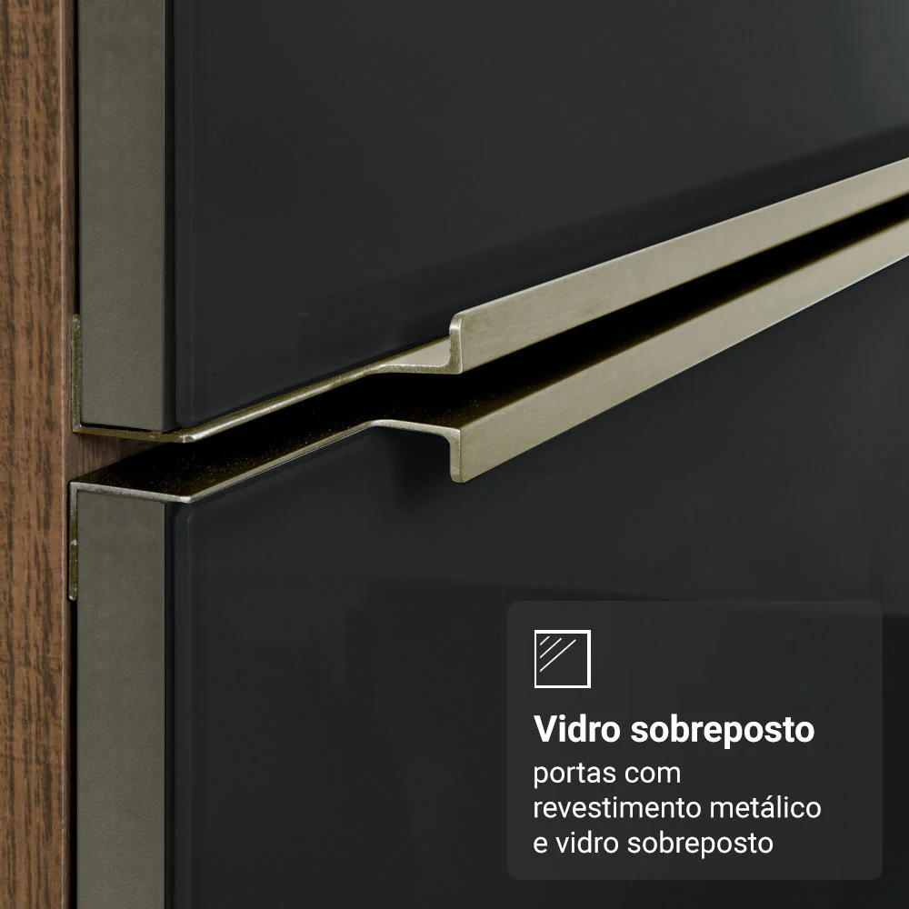 Armário de Cozinha Completa 340 cm Rustic/Preto Lux Madesa 03 - Image 8