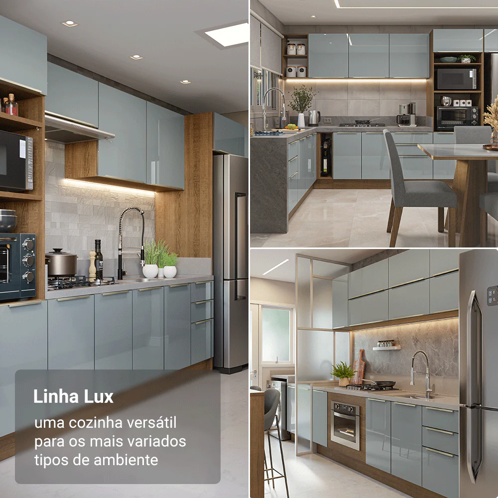 Armário de Cozinha Completa de Canto 549 cm Rustic/Cinza Lux Madesa 01 - Image 5