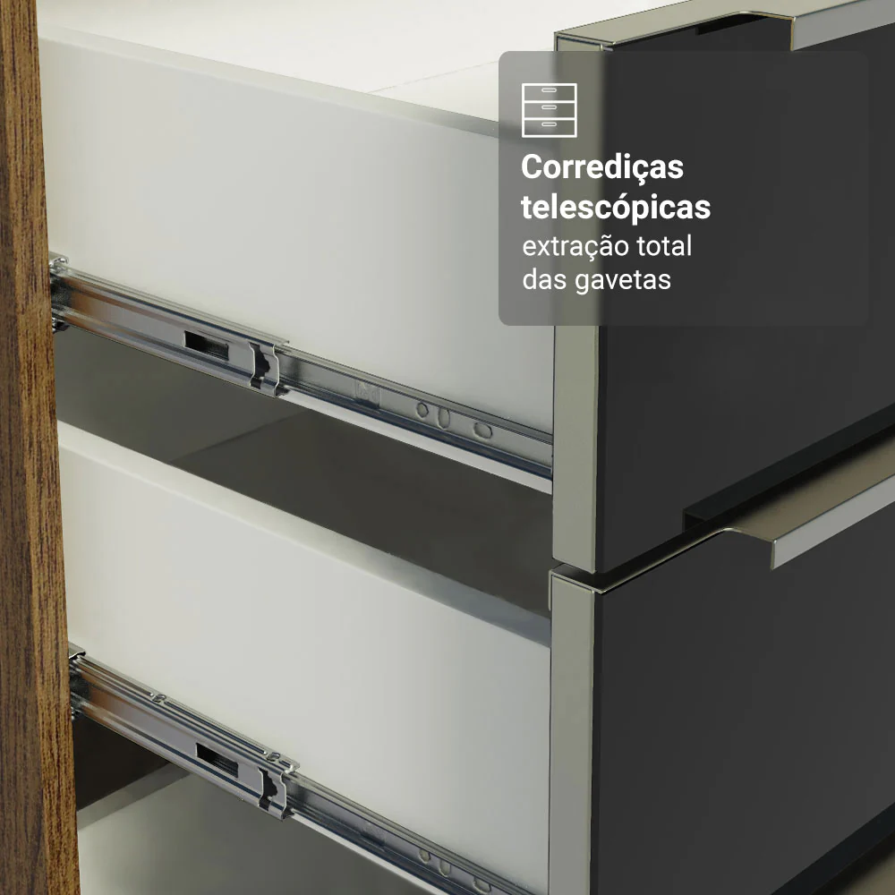Armário de Cozinha Completa de Canto 549 cm Rustic/Preto Lux Madesa 01 - Image 6