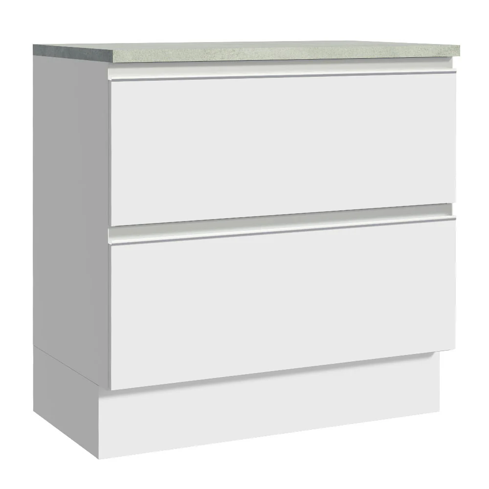 Balcão 80 cm 2 Gavetas Branco Glamy Madesa