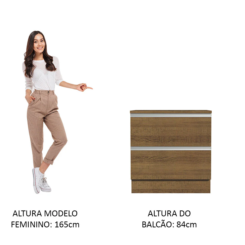 Balcão 80 cm 2 Gavetas Rustic Glamy Madesa - Image 4