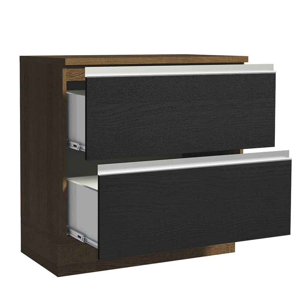 Balcão 80 cm 2 Gavetas Rustic/Preto Glamy Madesa - Image 3