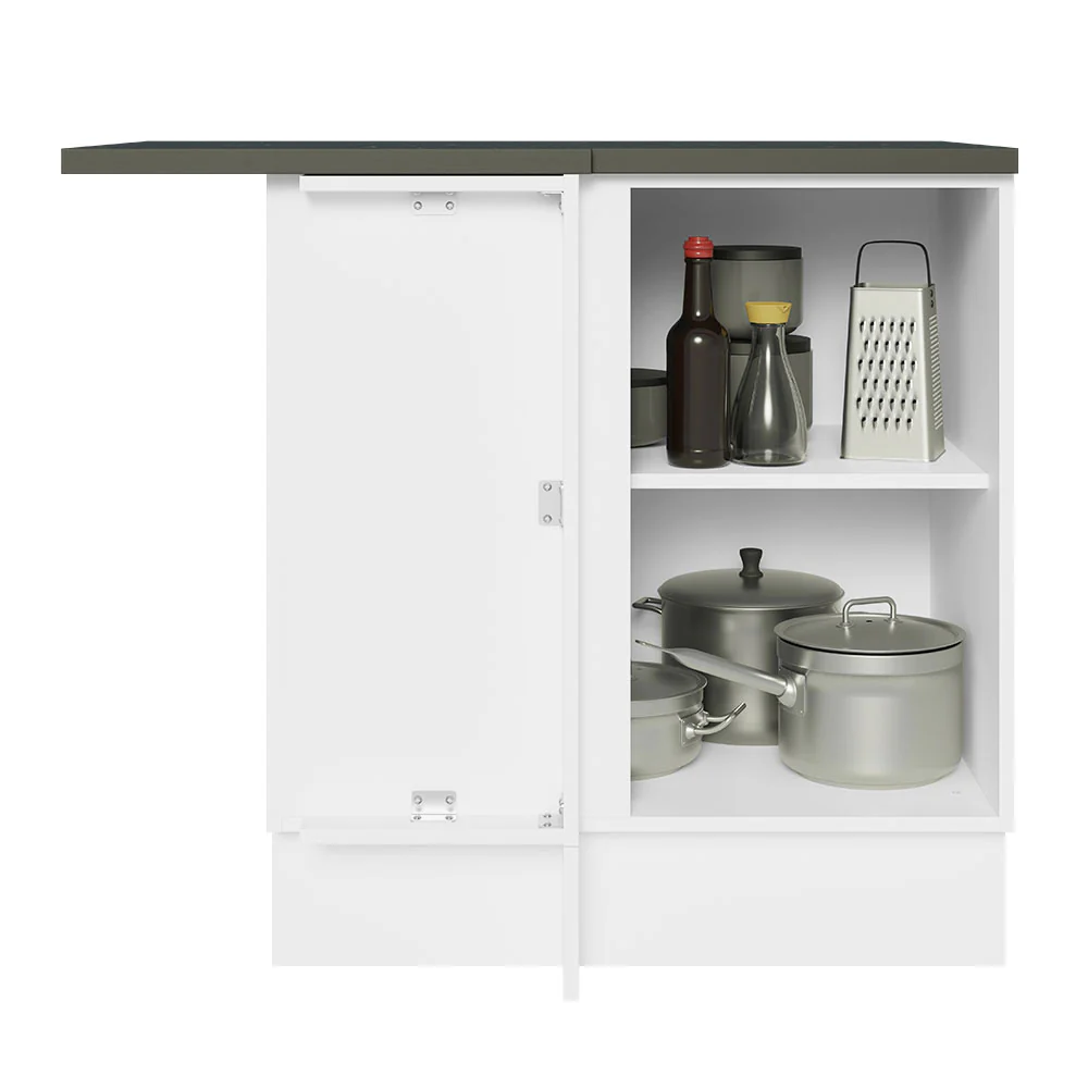 Balcão de Canto 100% MDF 1 Porta Branco/Preto Acordes Madesa - Image 3