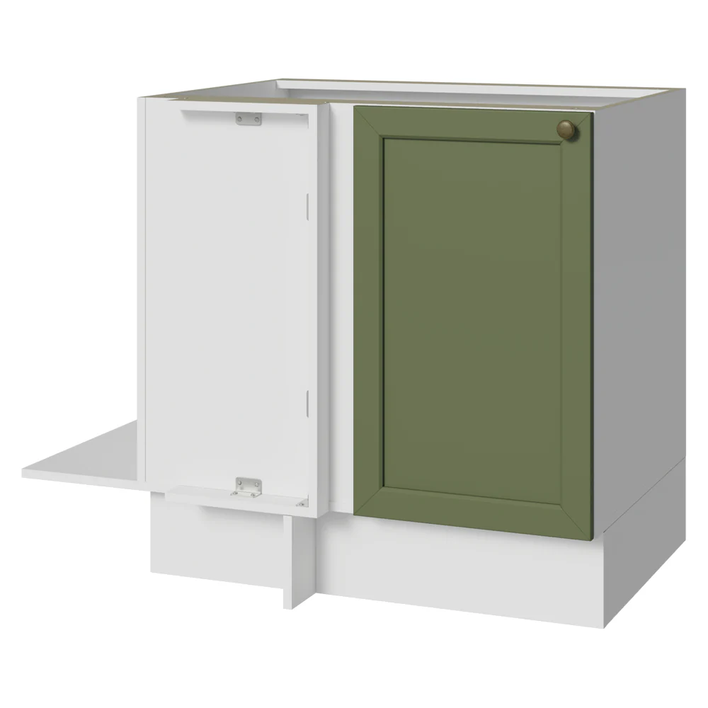 Balcão de Canto para Linha de 60 cm Profundidade (Sem Tampo) Branco/Verde Vik Madesa