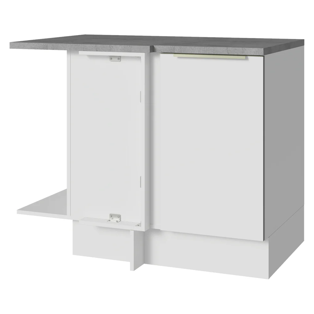 Balcão de Canto para Linha de 60 cm de Profundidade 1 Porta (Com Tampo) Branco/Branco Veludo Lux Madesa