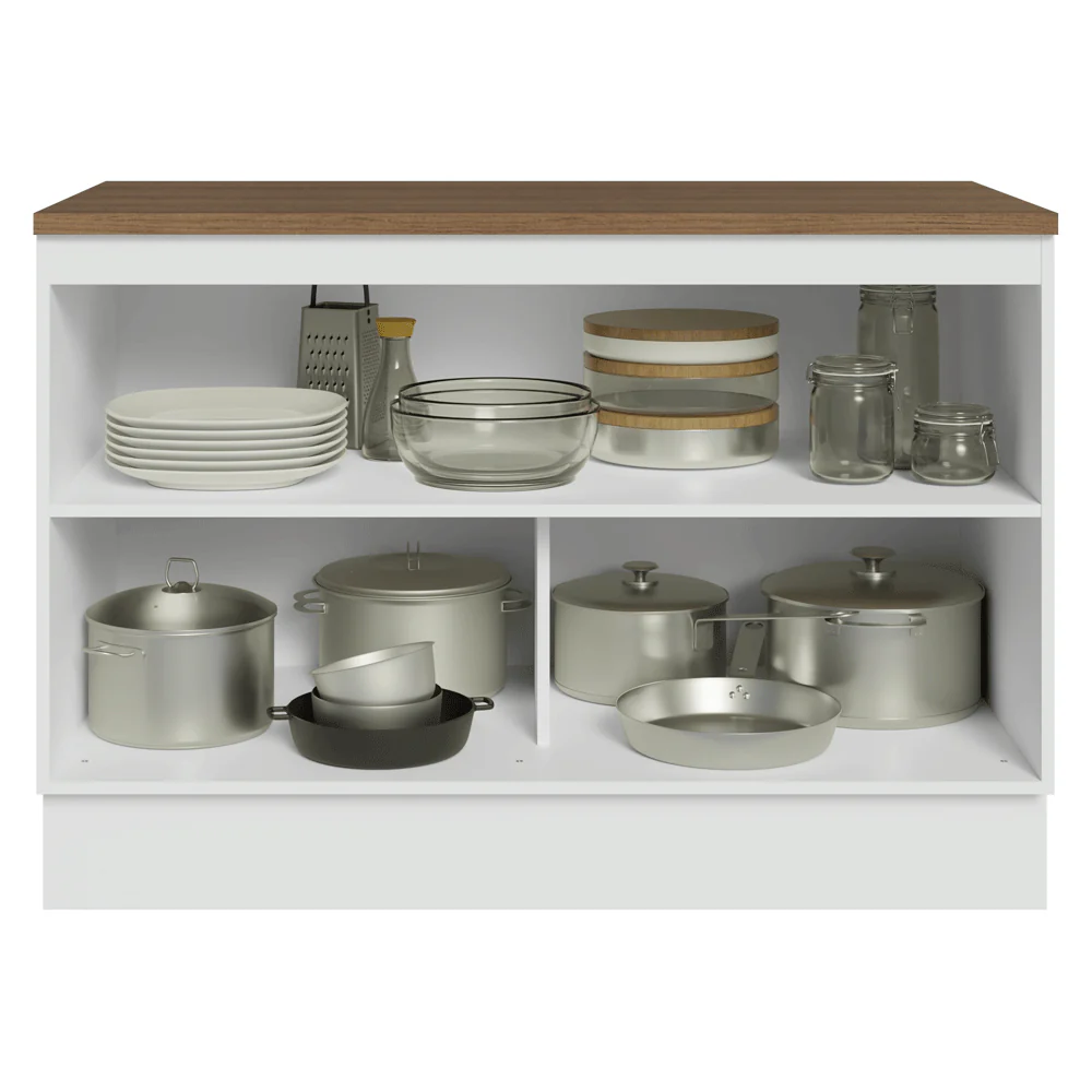 Balcão de Cozinha 120 x 60 cm 2 Portas (Com Tampo) Branco/Rustic Vik Madesa - Image 4