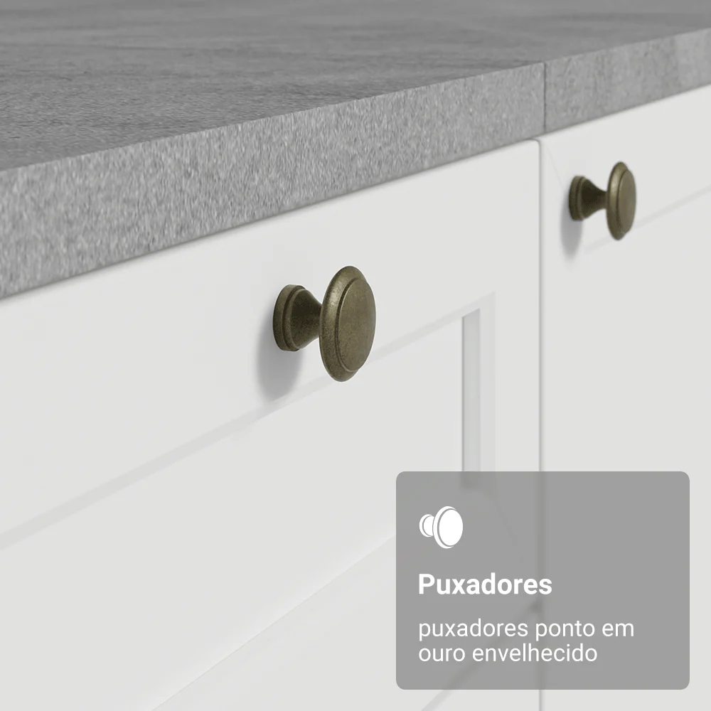Balcão de Cozinha 120 cm 2 Portas 3 Gavetas Branco Vik Madesa - Image 6