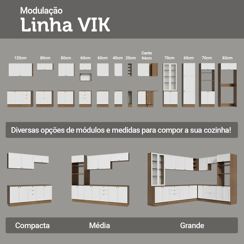Balcão de Cozinha 120 cm 2 Portas Rustic/Branco Vik Madesa - Image 10
