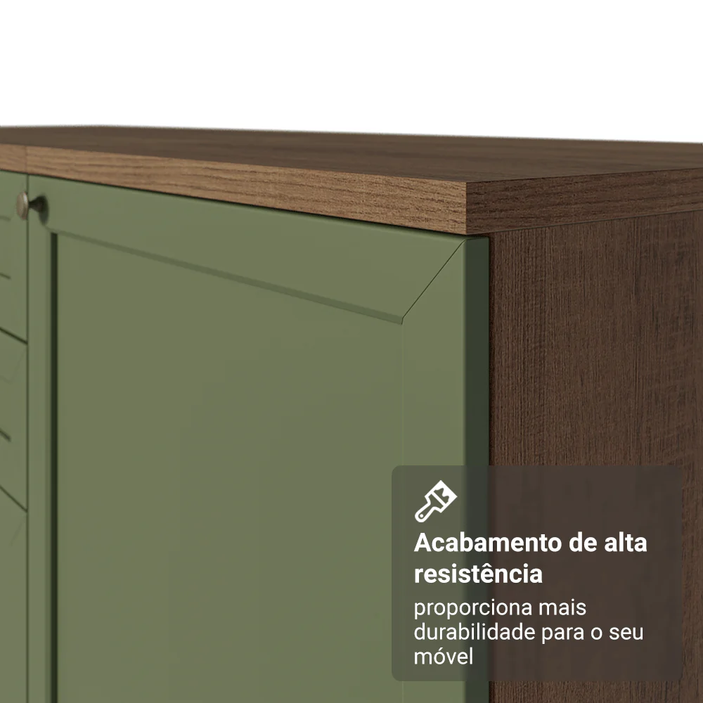 Balcão de Cozinha 120 cm 2 Portas Rustic/Verde Vik Madesa - Image 8
