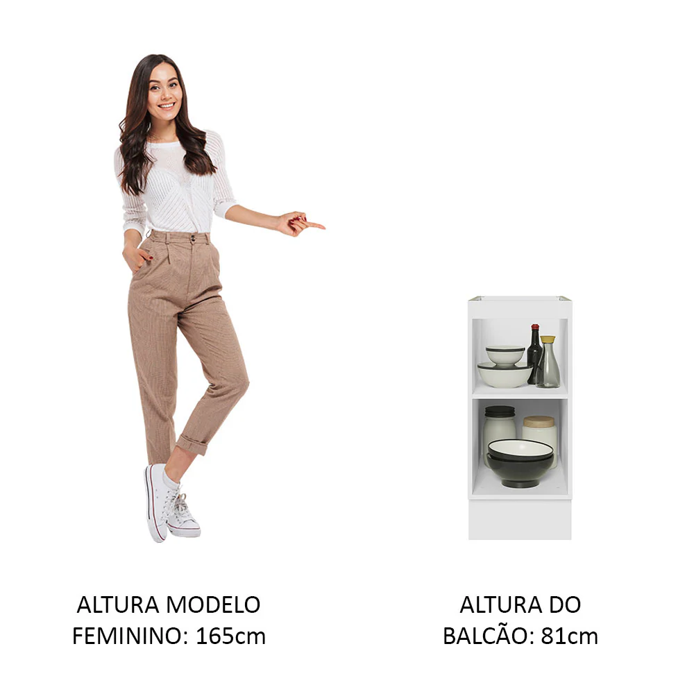 Balcão Cozinha 35 x 60 cm 1 Porta (Sem Tampo) Branco Glamy Madesa - Image 5