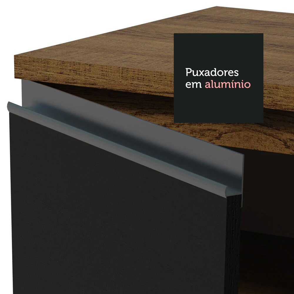 Balcão Cozinha 40 x 60 cm 3 Gavetas (Sem Tampo) Rustic/Preto Glamy Madesa - Image 6