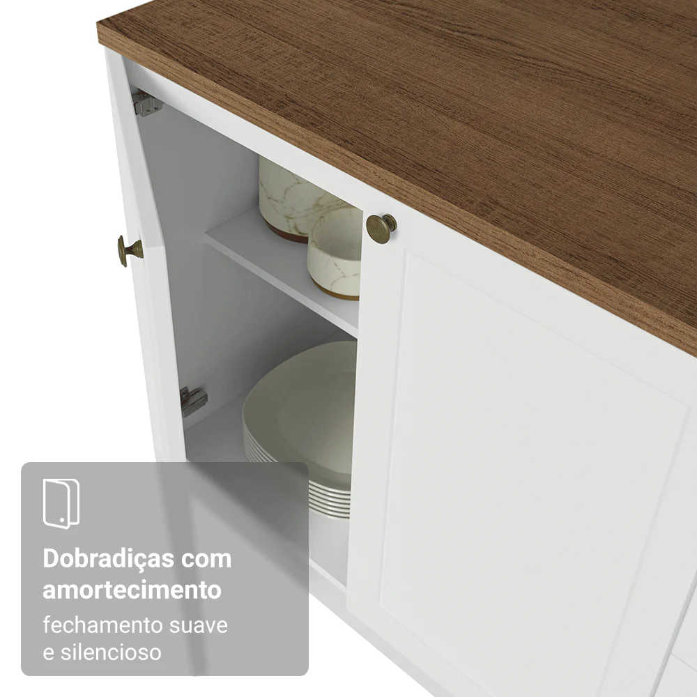 Balcão de Cozinha 40 x 60 cm 1 Porta (Com Tampo) Branco/Rustic Vik Madesa - Image 7