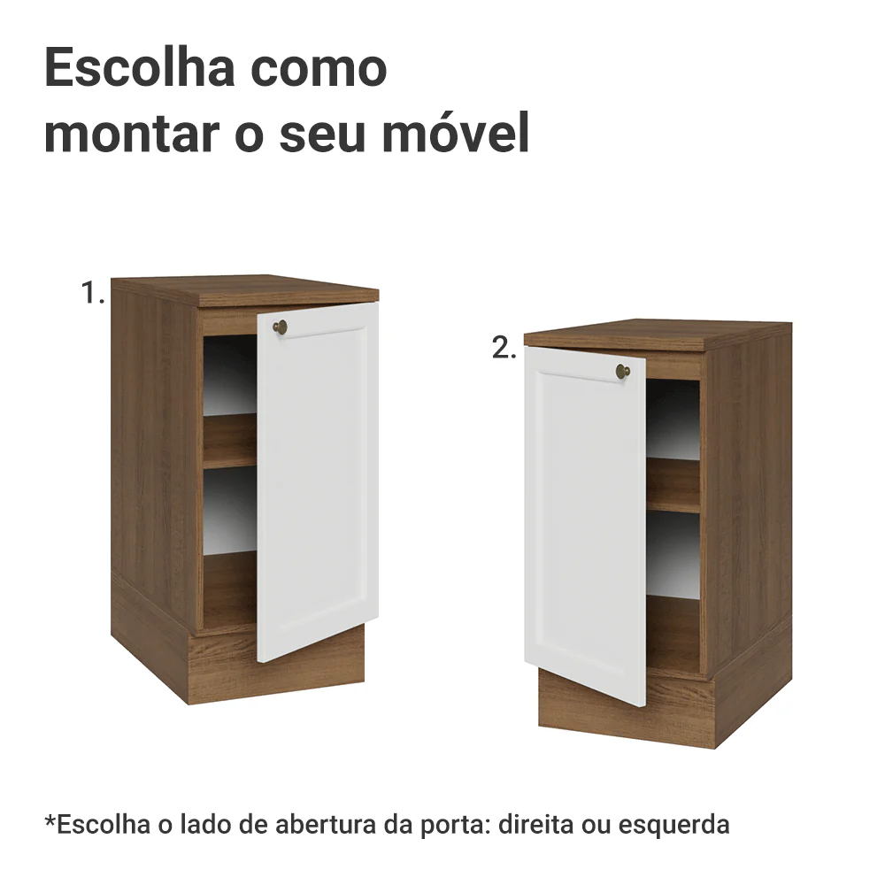 Balcão de Cozinha 40 x 60 cm 1 Porta (Com Tampo) Rustic/Branco Vik Madesa - Image 4