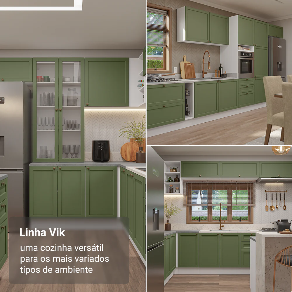 Balcão de Cozinha 40 x 60 cm 1 Porta (Sem Tampo) Branco/Verde Vik Madesa - Image 5