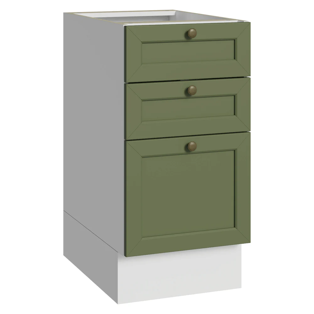 Balcão de Cozinha 40 x 60 cm 3 Gavetas (Sem Tampo) Branco/Verde Vik Madesa