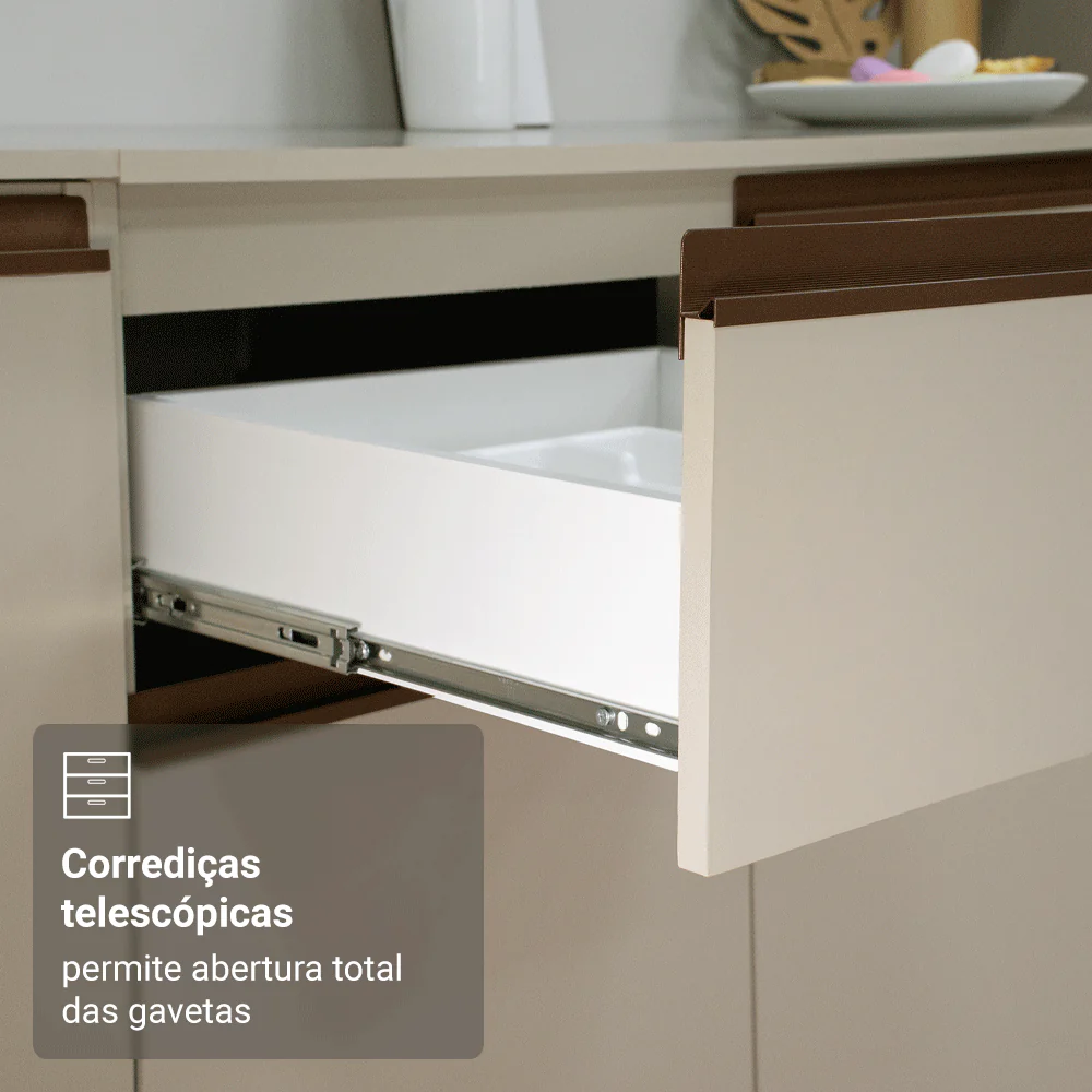 Balcão de Cozinha 40 cm 3 Gavetas Suspenso Crema Nice Madesa - Image 5