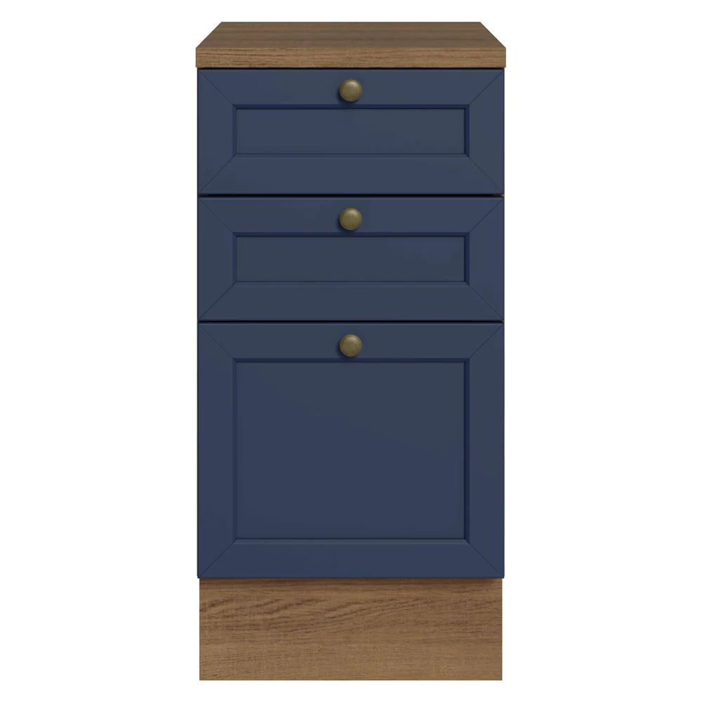 Balcão de Cozinha 40 cm 3 Gavetas Rustic/Azul Vik Madesa - Image 4